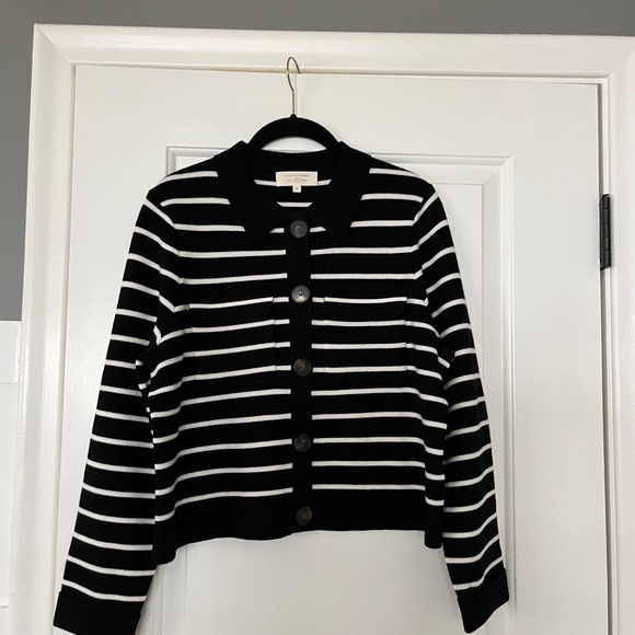 Sezane Sweaters - Sezane Betty Cardigan Black White Sweater Stripe Medium